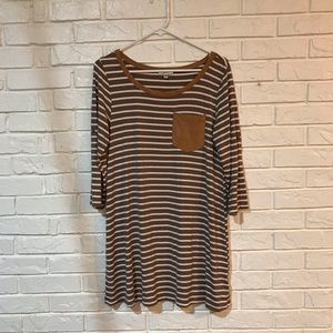 Mocha and white stripped tunic